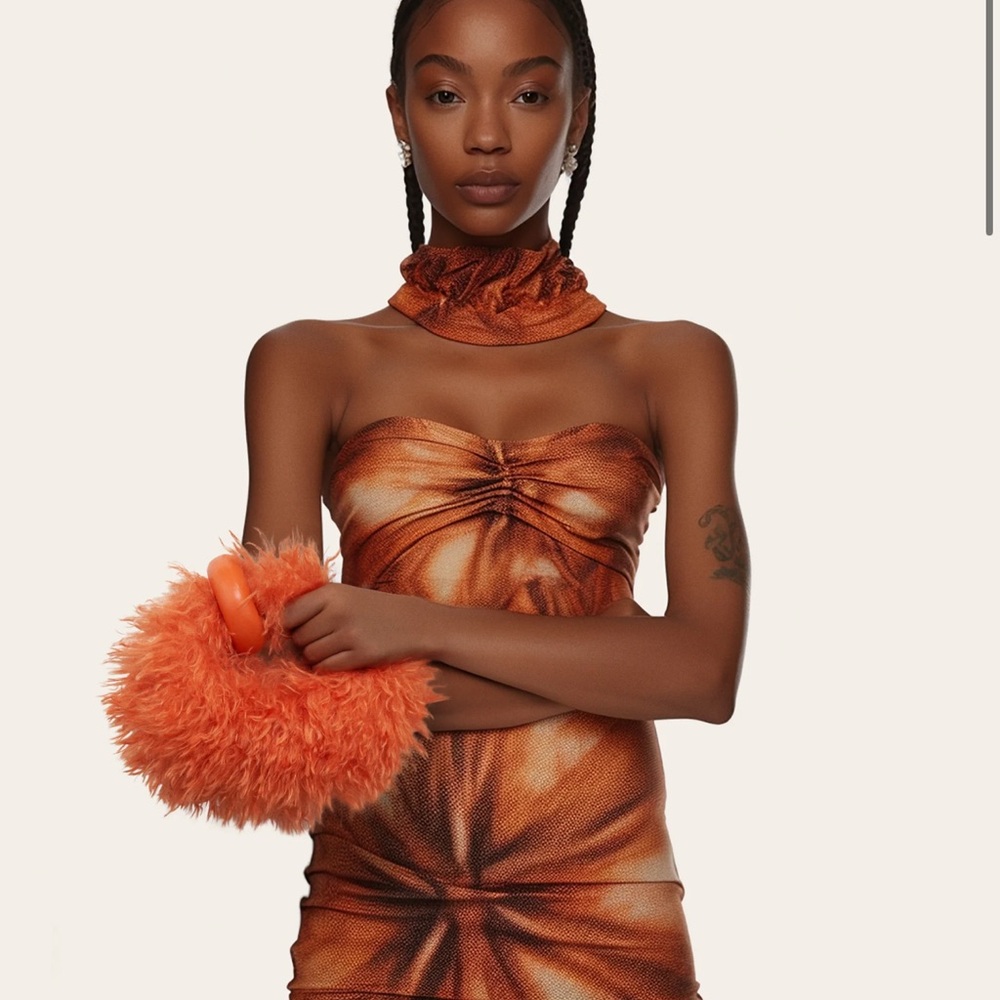 JW PEI Orange Fluffy Bag